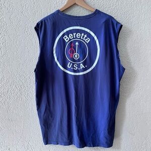 Beretta USA Muscle T-Shirt 3XL Navy Blue Back Logo 100% Cotton Italy